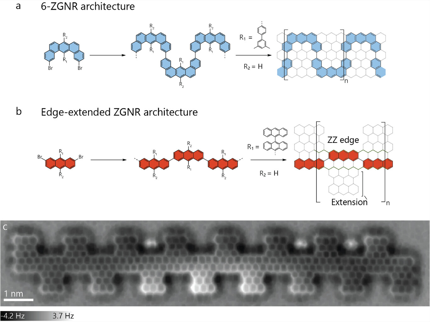 Design motifs to obtain ZGNRs and edge-extended ZGNRs