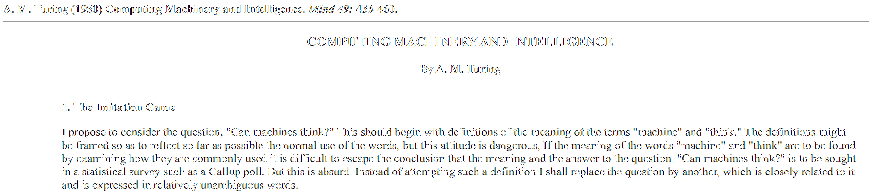 Turing Test Essay